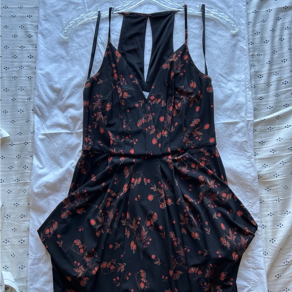 Floral Black and Red Women's Dress